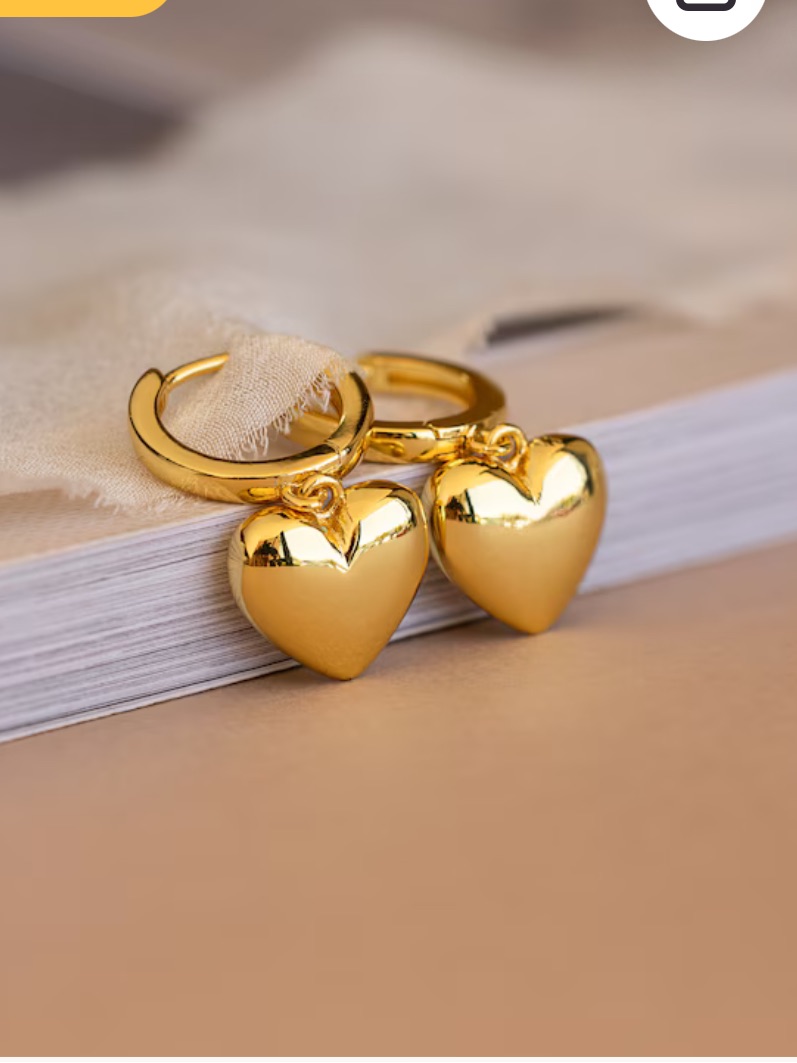 Puff Heart Drop Earrings — image 2 of 3